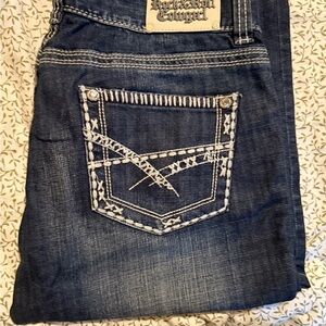 Embroidered Boot Cut Jeans - Blue